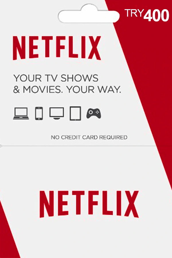 ▶️ Netflix Gift Card <br>🎯 Location: Turkey <br>💵 Value: 400 TRY <br><br>───── ⋆⋅☆⋅⋆ ─────<br><br>💲 Price: 11,47 USD