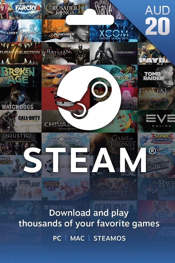 ▶️ Steam Wallet Gift Card <br>🎯 Location: Australia <br>💵 Value: 20 AUD <br><br>───── ⋆⋅☆⋅⋆ ─────<br><br>💲 Price: 12,23 USD